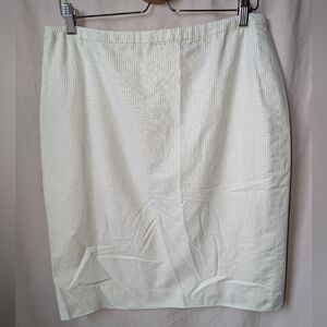 Brooks Brothers Skirt 12 Green White Pinstripe 100% Cotton Preppy Pastel Pencil